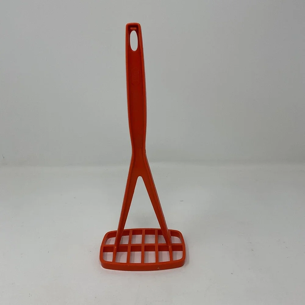 Vintage Foley Orange Nylon Potato Masher Retro Non-Stick Kitchen Utensil